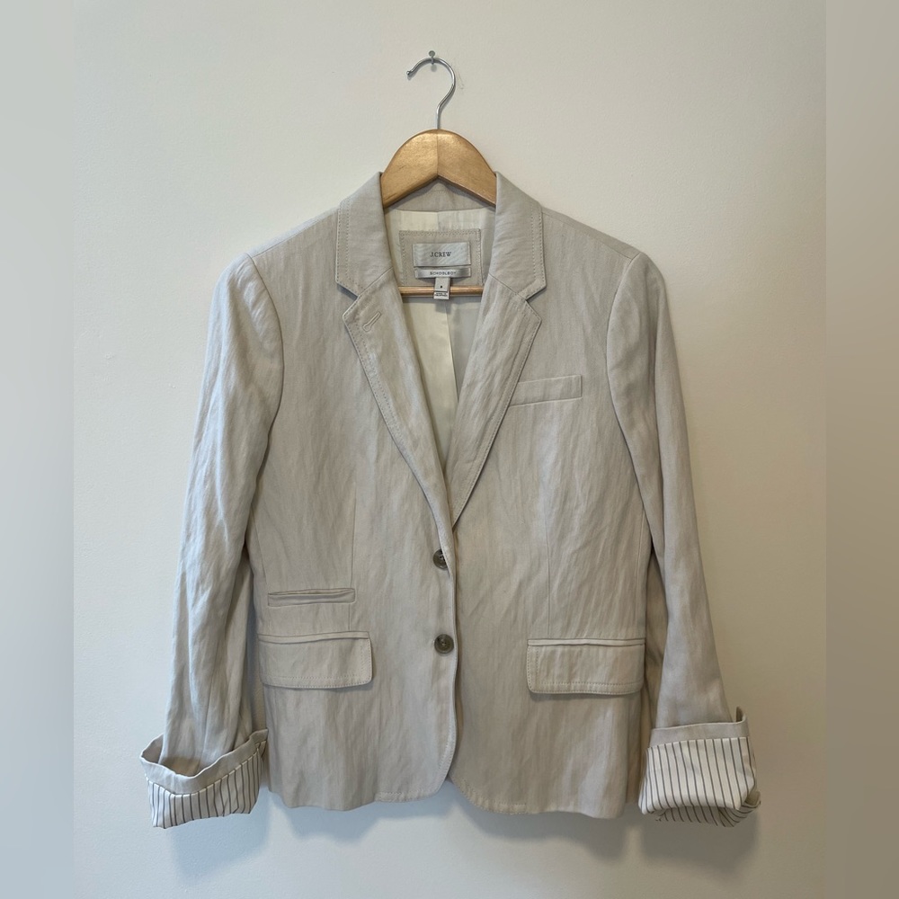 J. Crew Women’s Schoolboy Blazer, Natural Linen Color, Size 8